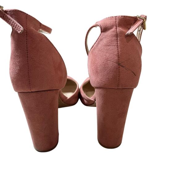 Lulus Chic Laura Mauve Suede Ankle Strap Block 4" inch Heel US 8.5 - Picture 5 of 12
